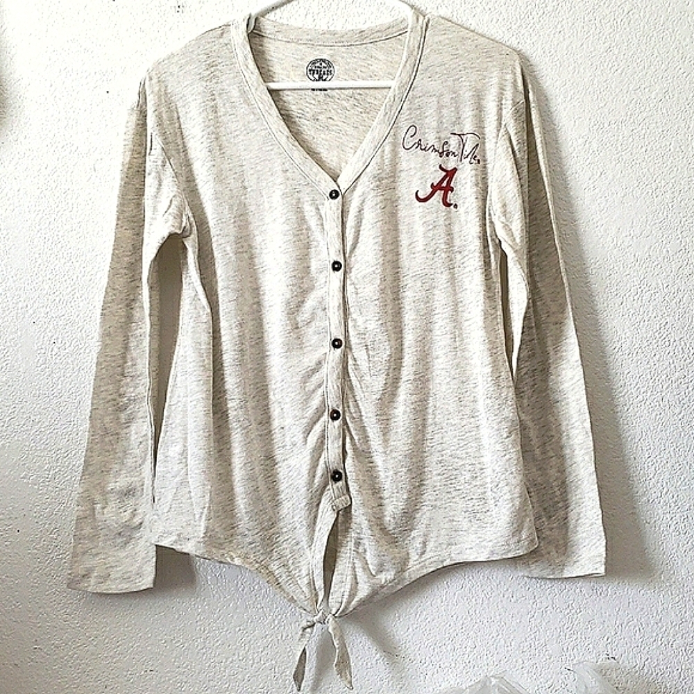 Rivalry Threads Crimson Tide Space Dyed  Long Sleeve Tie Hem Tunic Size S